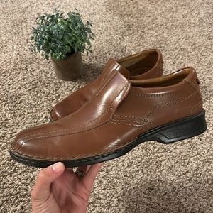 Clarks Collection Leather Loafers Ortholite Soft Cushion Slip On